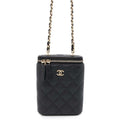 CHANEL Mini Vanity Matelasse Chain Shoulder Bag BlackAP1466 Caviar Leather