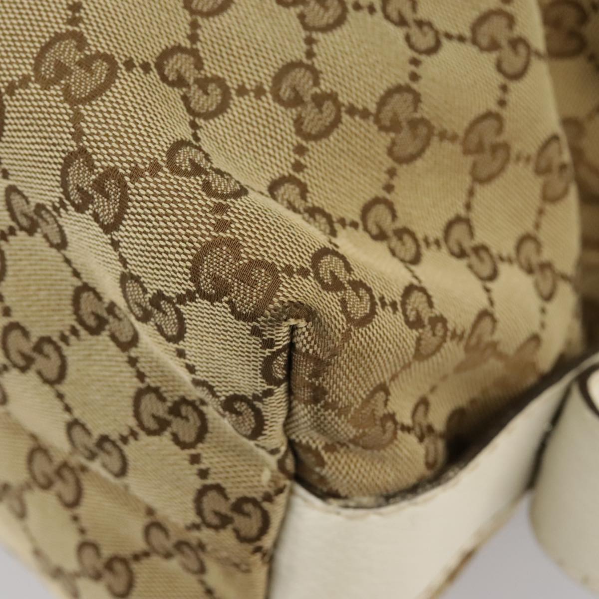 GUCCI GG Canvas Tote Bag Silver Beige 232959 99848