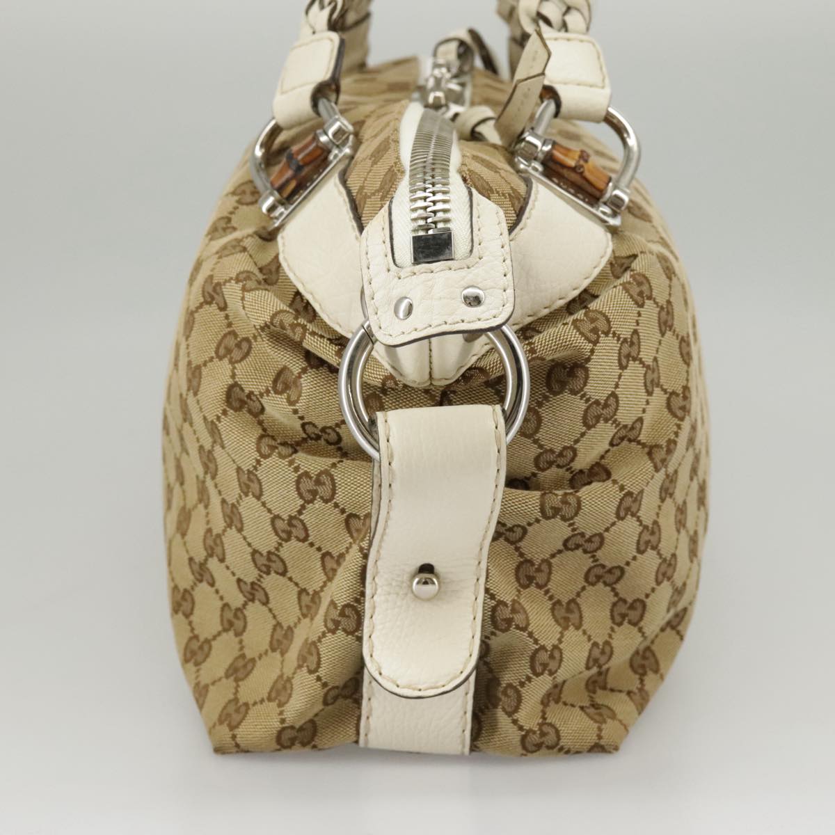 GUCCI GG Canvas Tote Bag Silver Beige 232959 99848