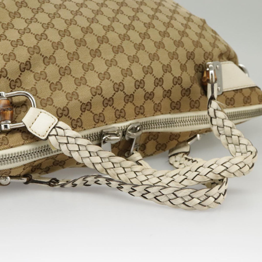 GUCCI GG Canvas Tote Bag Silver Beige 232959 99848