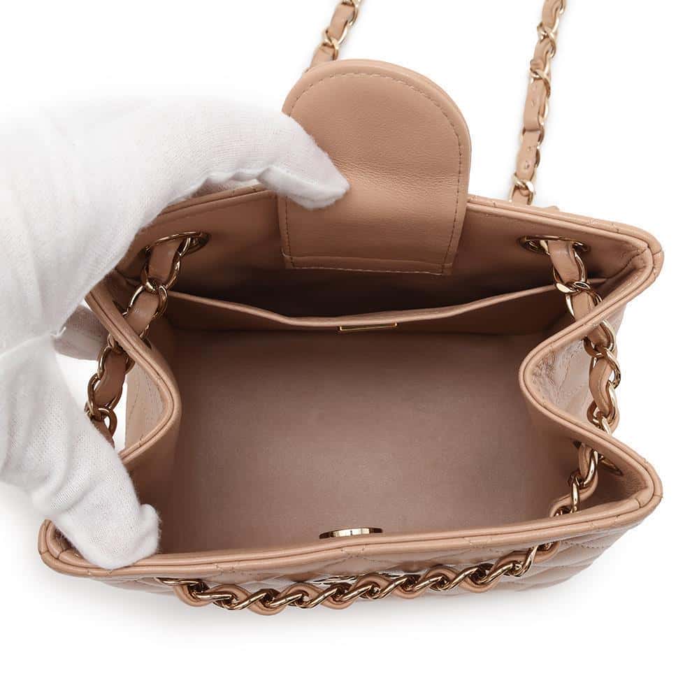 CHANEL Matelasse Chain Bucket Shoulder Bag BeigeAS3176 Lambskin