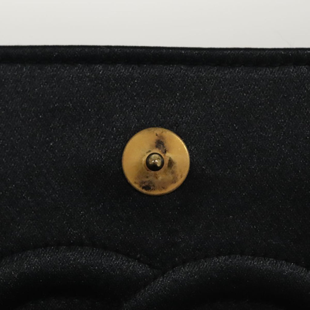 CHANEL Matelasse Sequin Flower Shoulder Bag Satin Black CC 99855