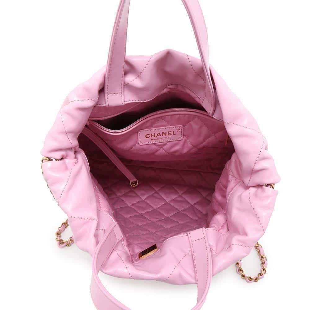 CHANEL CHANEL22 Backpack PinkAS3859 Shiny Calf Leather Size Small