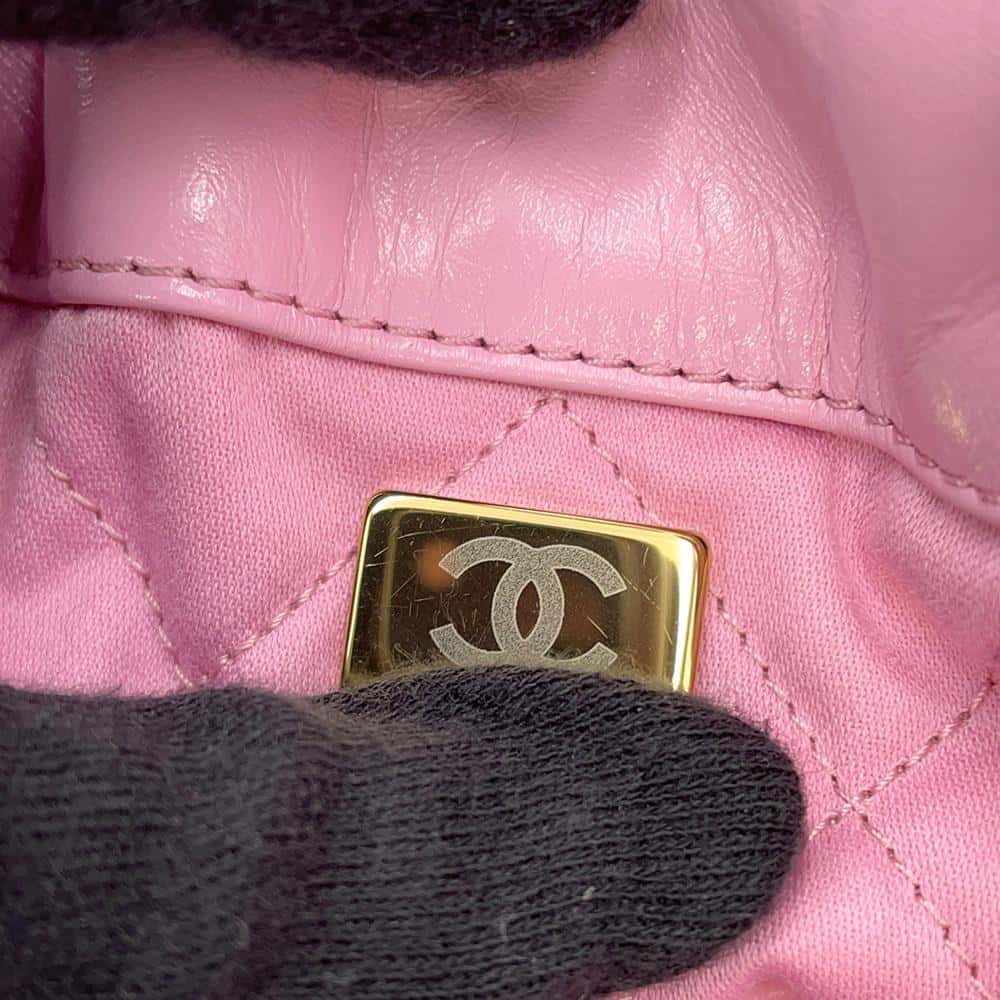 CHANEL CHANEL22 Backpack PinkAS3859 Shiny Calf Leather Size Small
