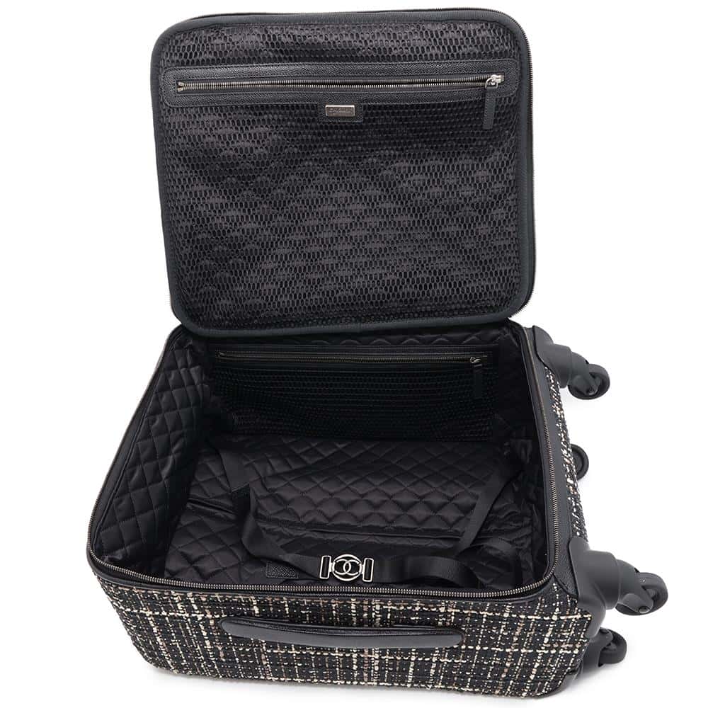 CHANEL Carry Bag Black/Ivory Tweed Leather