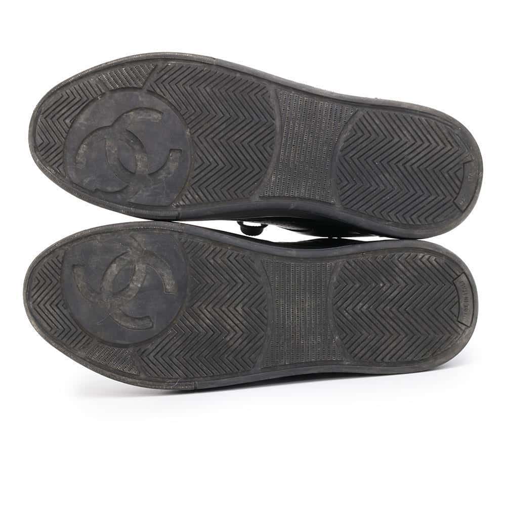 CHANEL CC Logo Sneakers BlackG45079 Leather Size 38