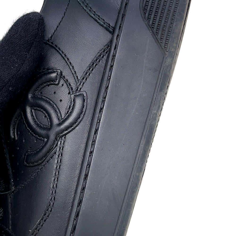CHANEL CC Logo Sneakers BlackG45079 Leather Size 38