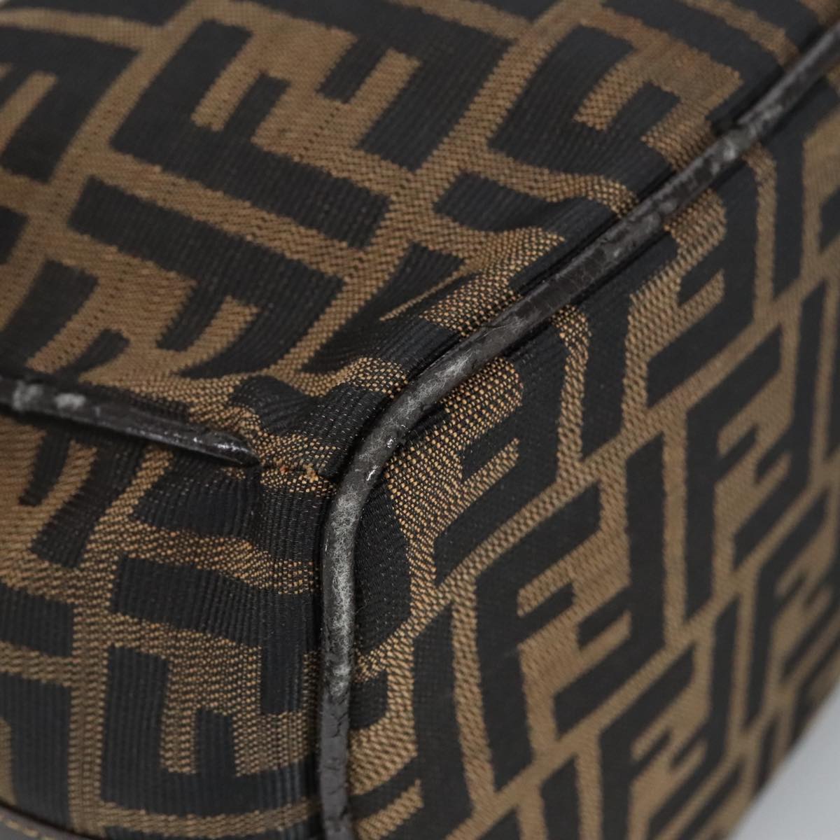 FENDI Zucca Canvas Vanity Pouch Brown Black gold 99900