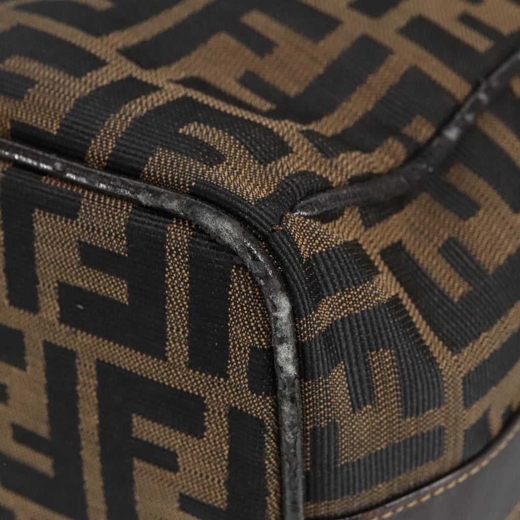 FENDI Zucca Canvas Vanity Pouch Brown Black gold 99900