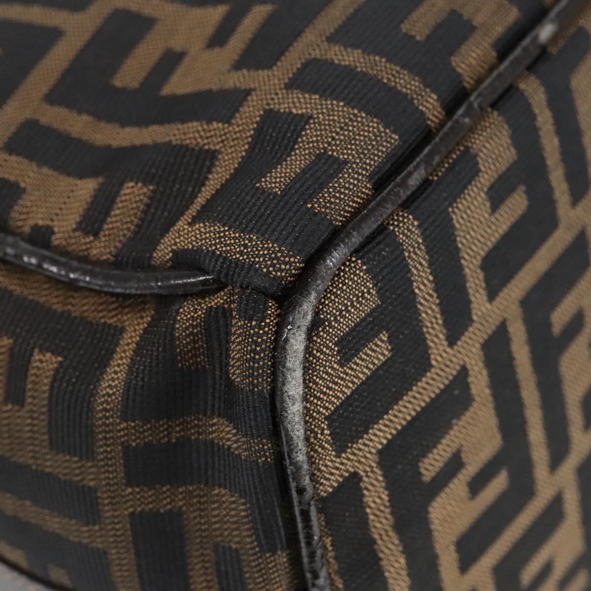 FENDI Zucca Canvas Vanity Pouch Brown Black gold 99900