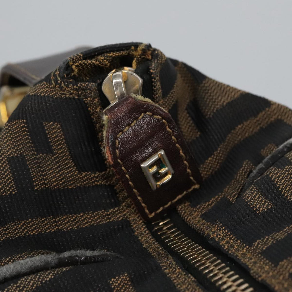 FENDI Zucca Canvas Vanity Pouch Brown Black gold 99900