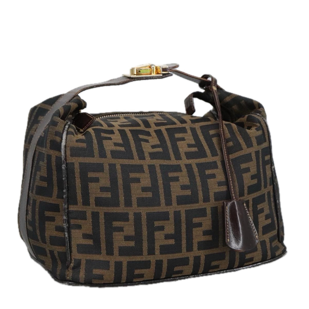 FENDI Zucca Canvas Vanity Pouch Brown Black gold 99900