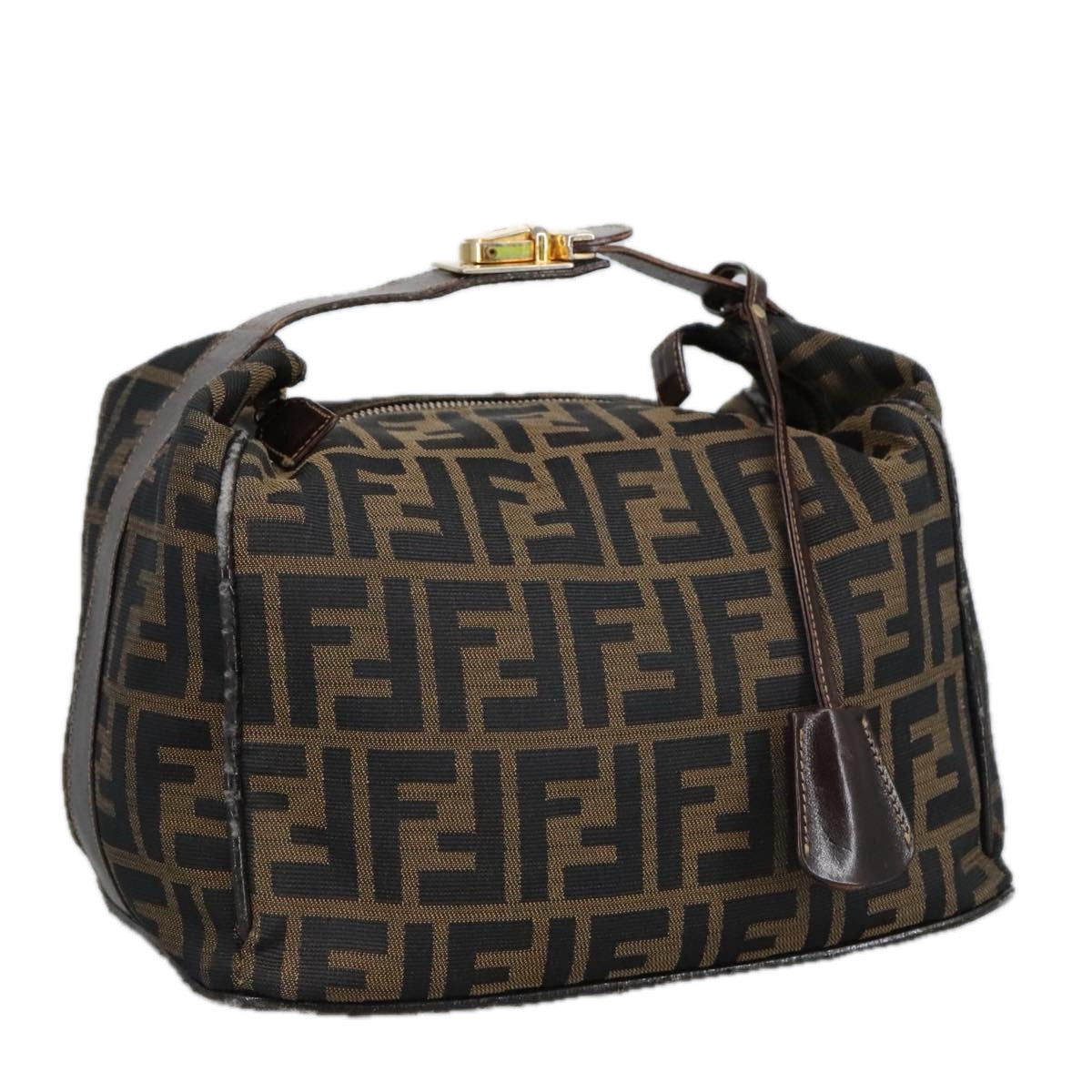 FENDI Zucca Canvas Vanity Pouch Brown Black gold 99900