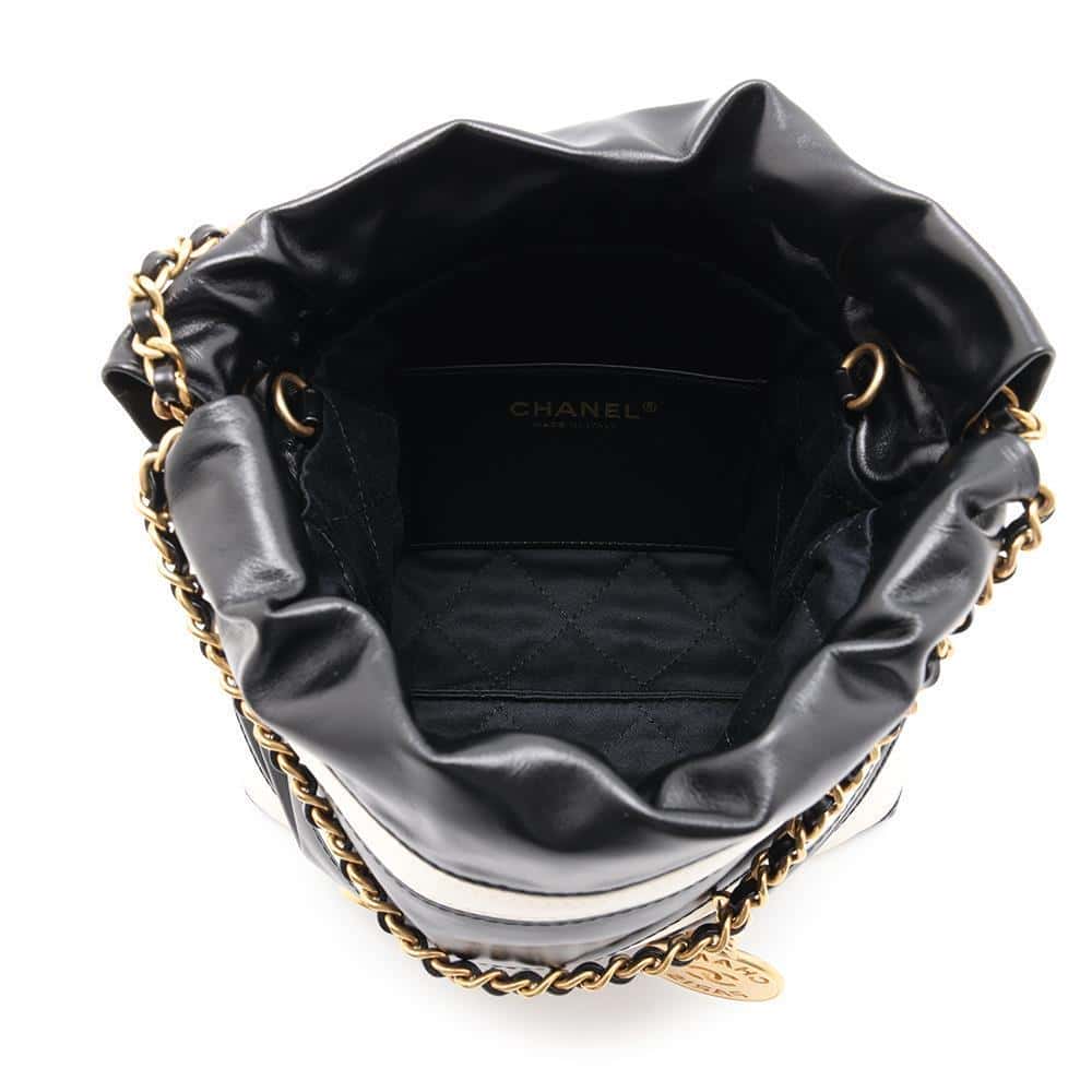 CHANEL CHANEL22 Handbag Black/WhiteAS3980 Calf Leather Size Mini