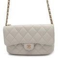 CHANEL Matelasse Flap ChainShoulder Phone Pouch GrayAP2096 Caviar Leather
