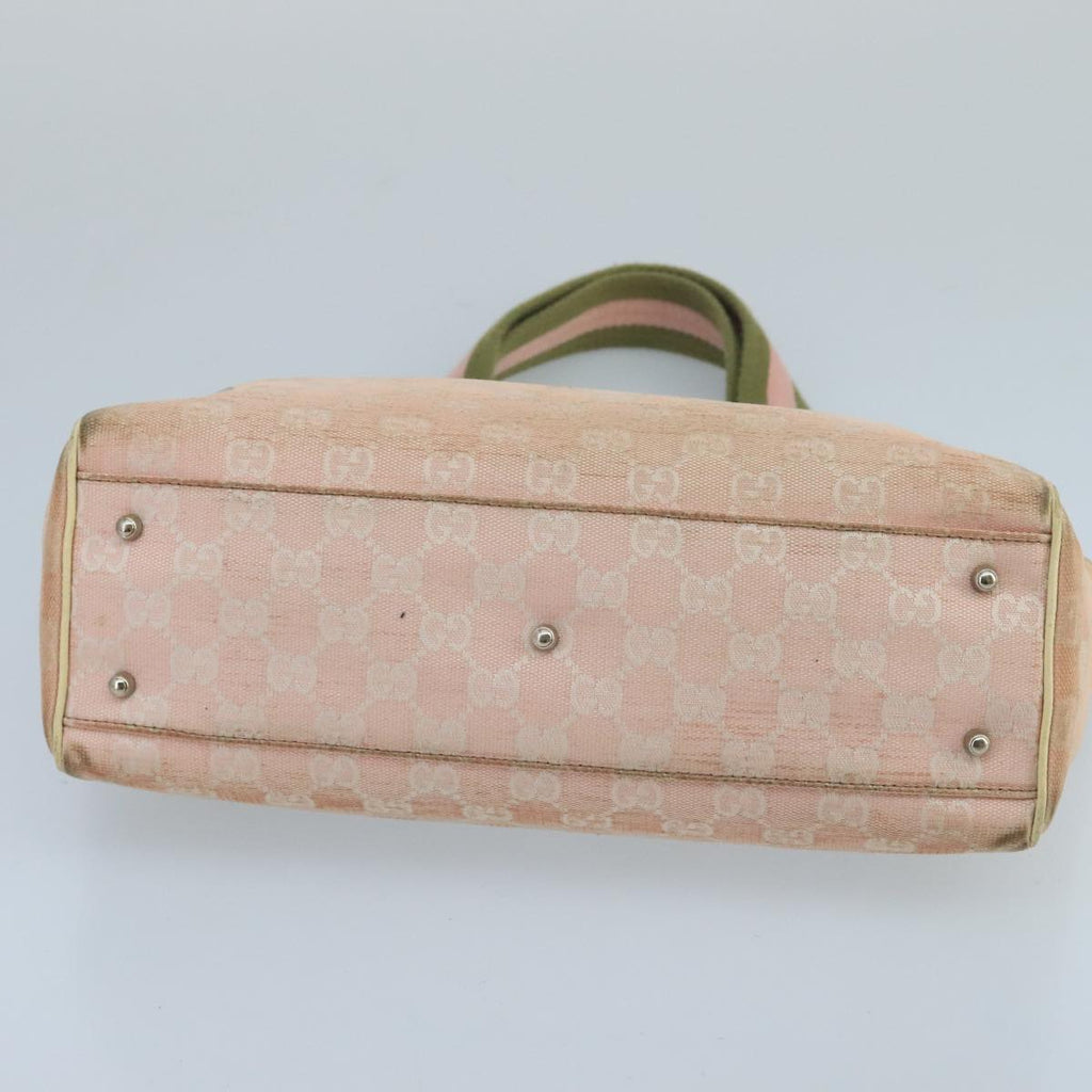 GUCCI GG Canvas Sherry Line Hand Bag Pink Green 99914
