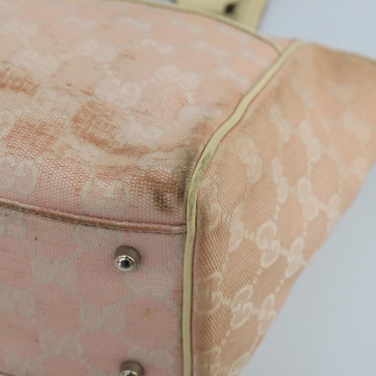GUCCI GG Canvas Sherry Line Hand Bag Pink Green 99914
