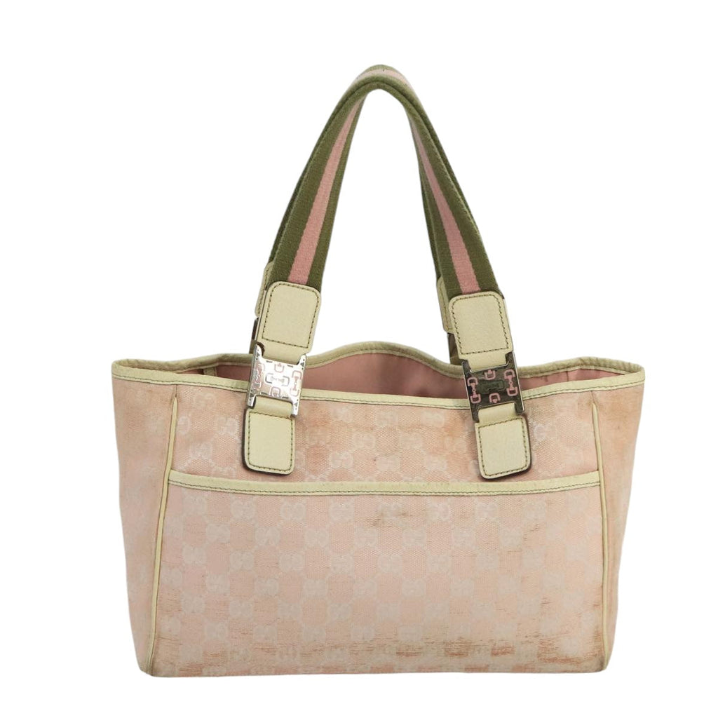 GUCCI GG Canvas Sherry Line Hand Bag Pink Green 99914