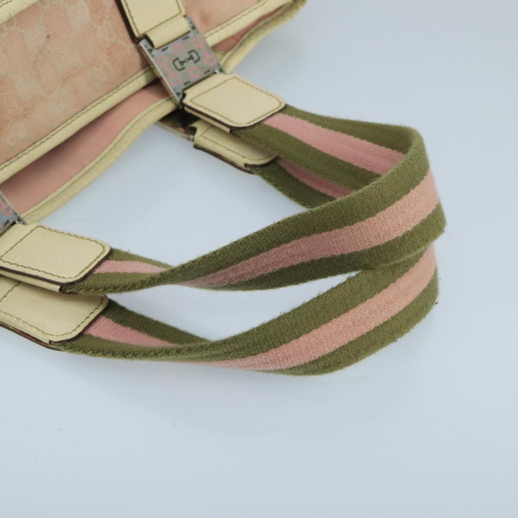 GUCCI GG Canvas Sherry Line Hand Bag Pink Green 99914