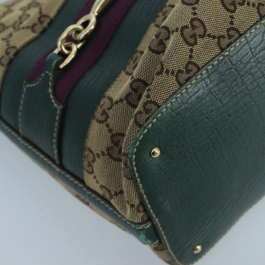 GUCCI GG Canvas Sherry Line Hand Bag Beige Green 99917