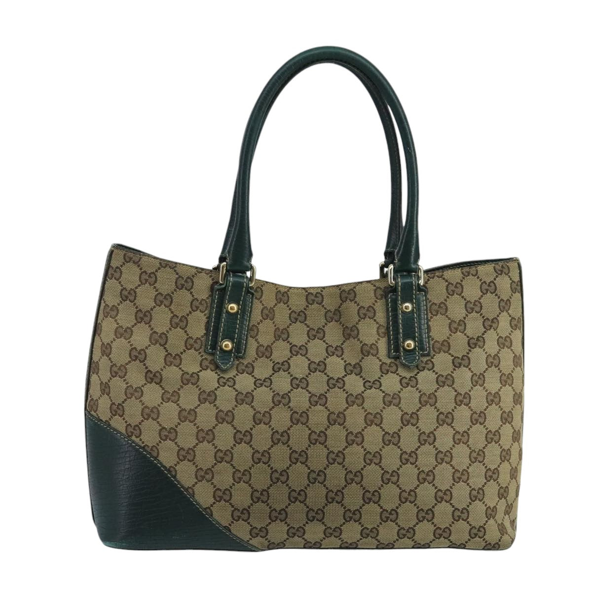 GUCCI GG Canvas Sherry Line Hand Bag Beige Green 99917