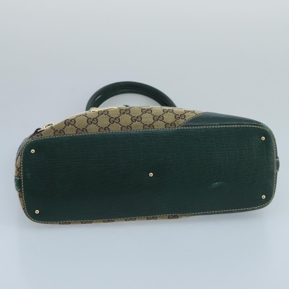 GUCCI GG Canvas Sherry Line Hand Bag Beige Green 99917