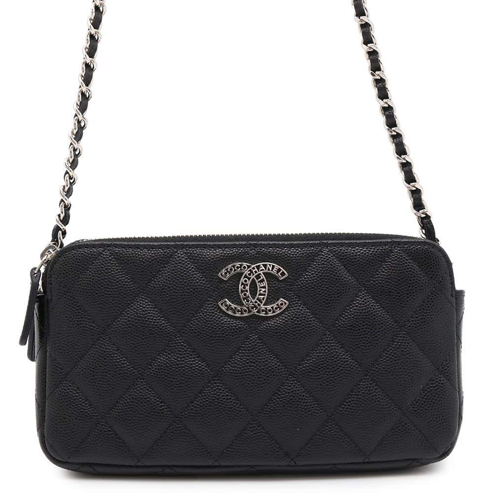 CHANEL Matelasse Chain wallet BlackAP3837 Caviar Leather