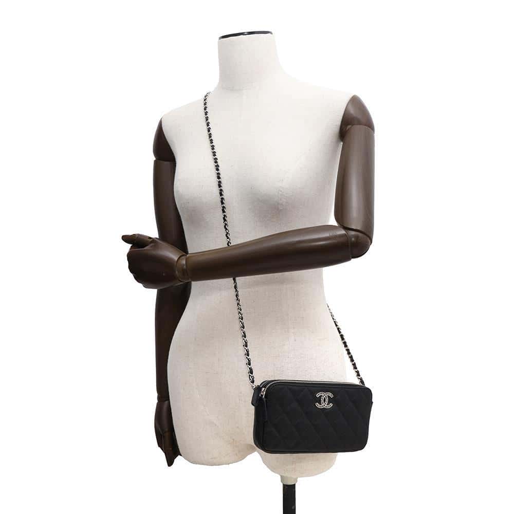 CHANEL Matelasse Chain wallet BlackAP3837 Caviar Leather