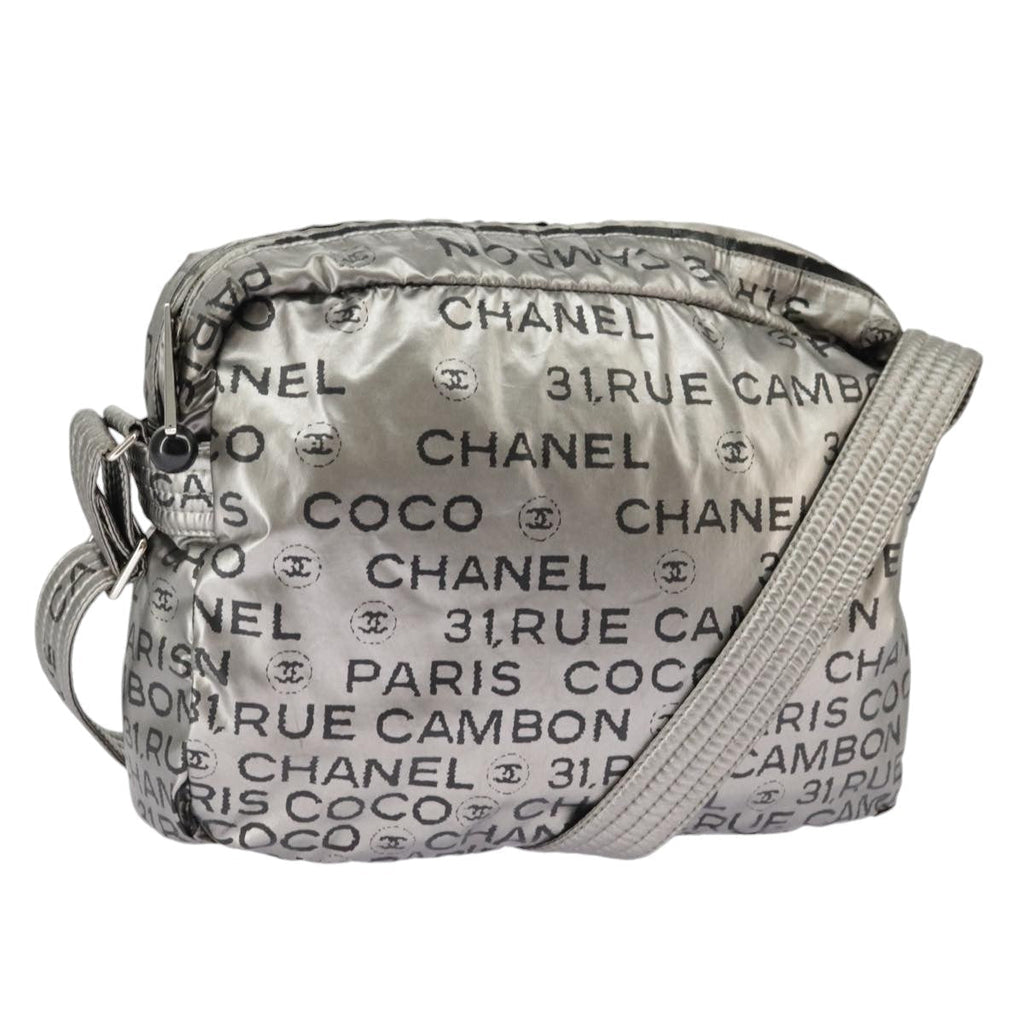 CHANEL Unlimited Shoulder Bag Nylon Silver CC 99931