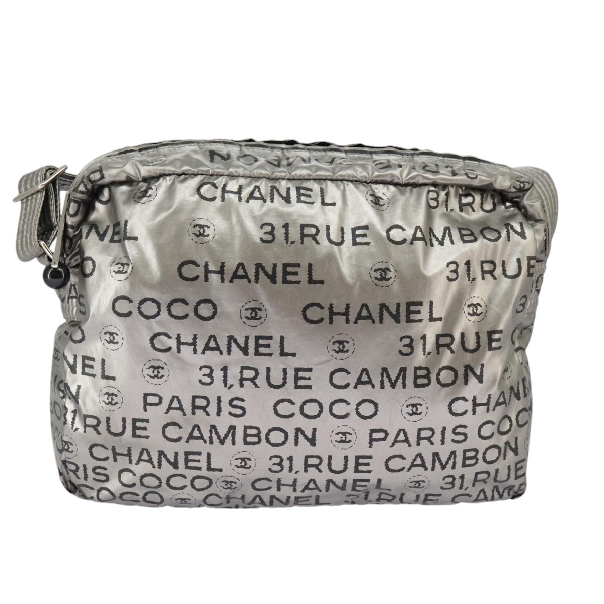 CHANEL Unlimited Shoulder Bag Nylon Silver CC 99931