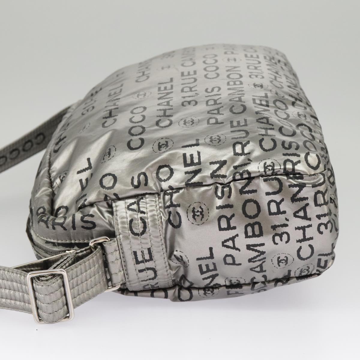 CHANEL Unlimited Shoulder Bag Nylon Silver CC 99931
