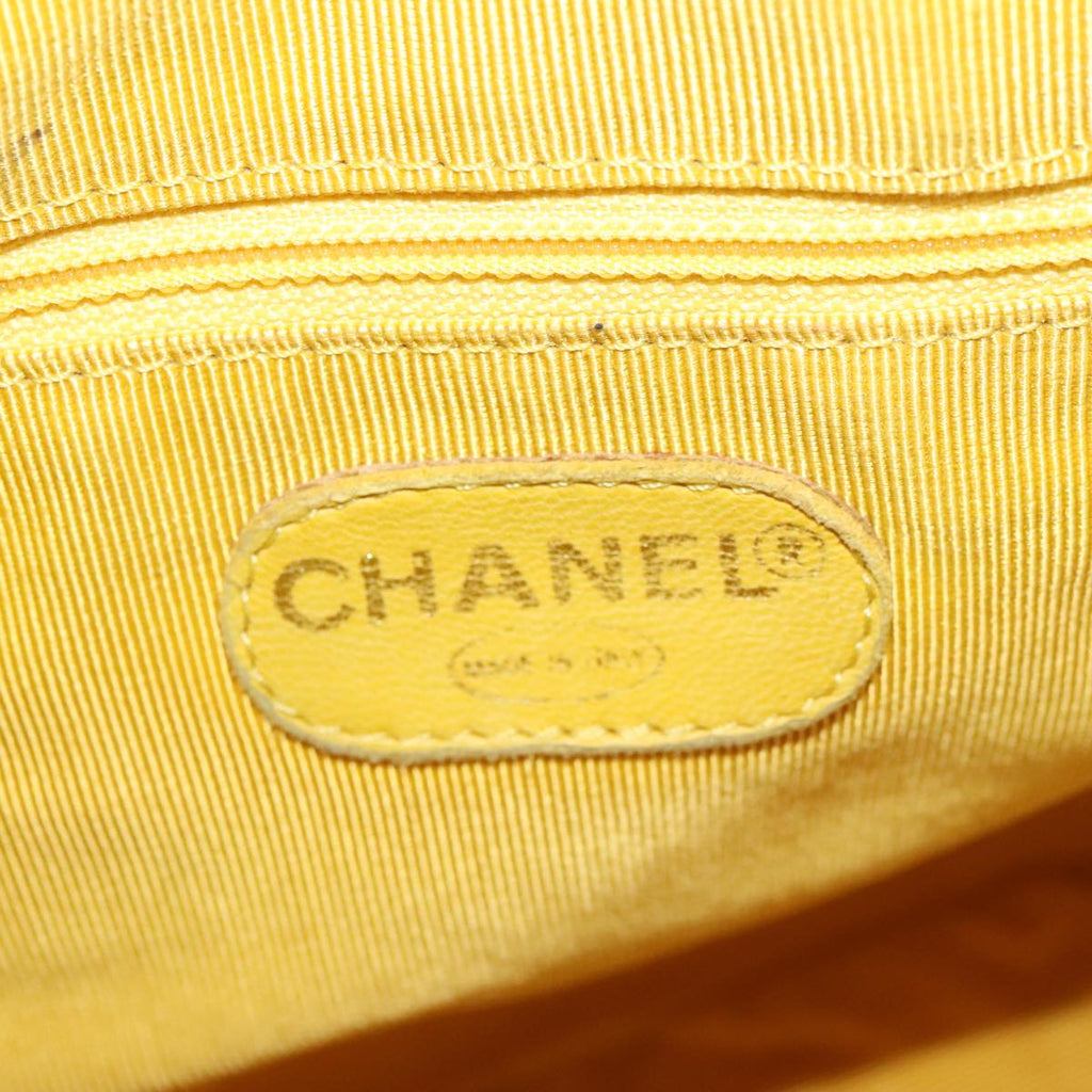CHANEL Matelasse Hand Bag Lamb Skin Yellow CC 99932