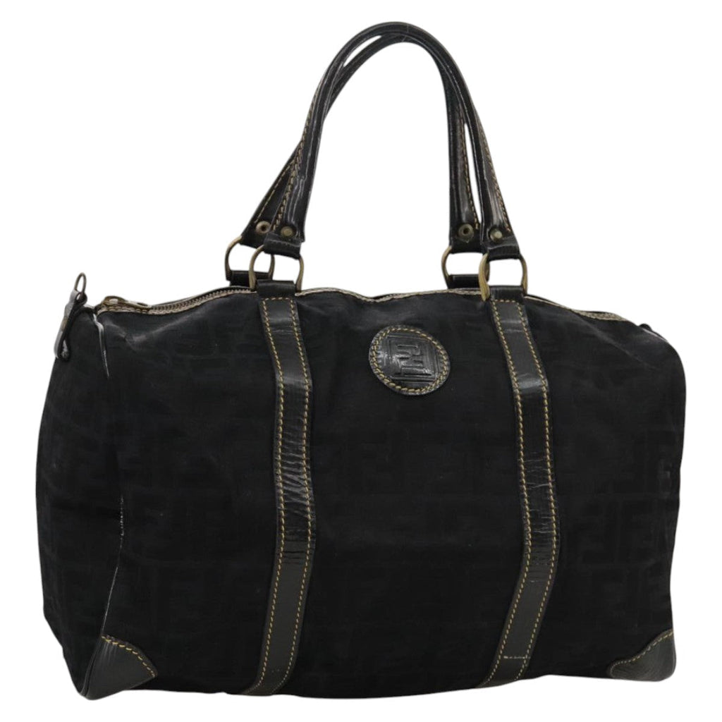 FENDI Zucca Canvas Boston Bag Black 99966