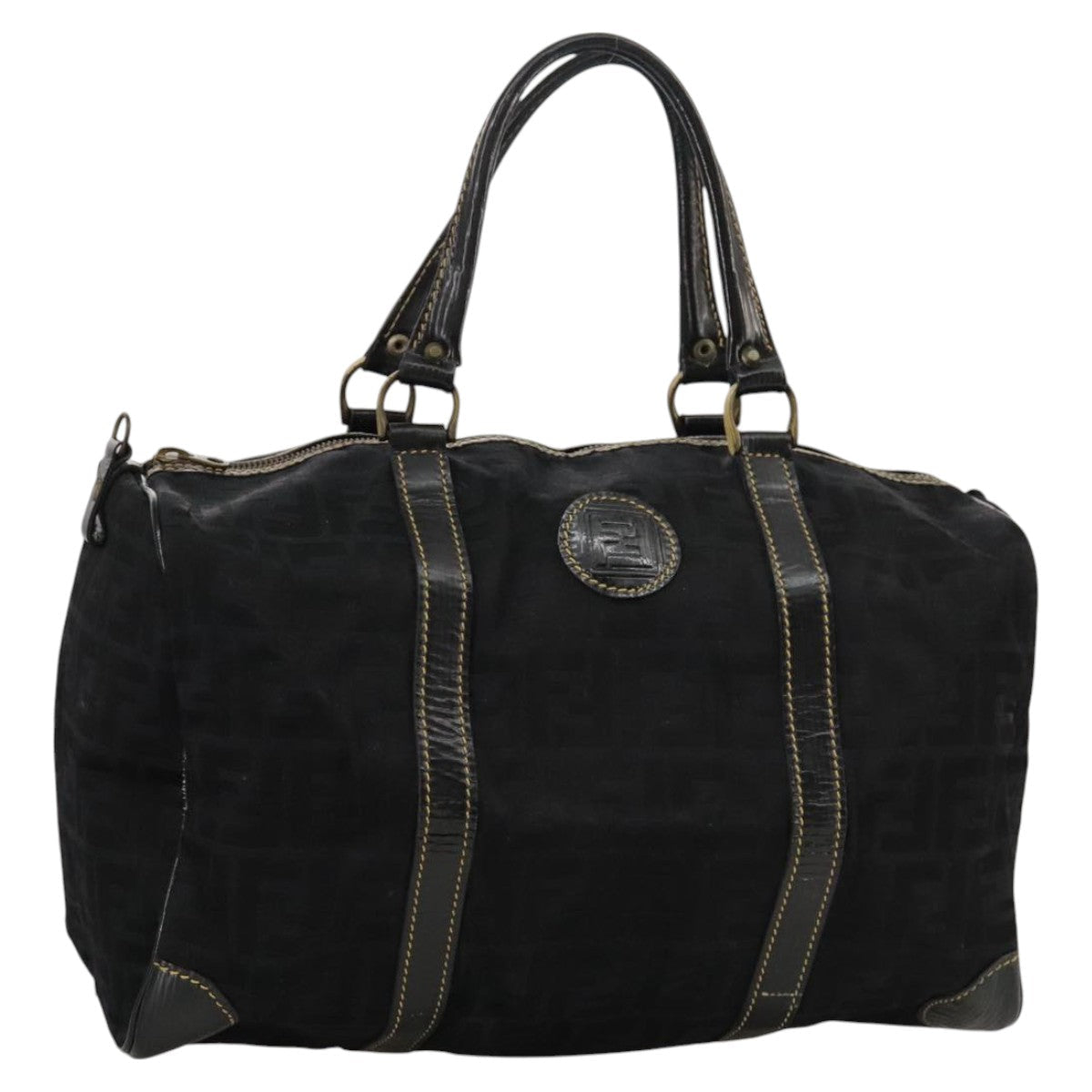 FENDI Zucca Canvas Boston Bag Black 99966