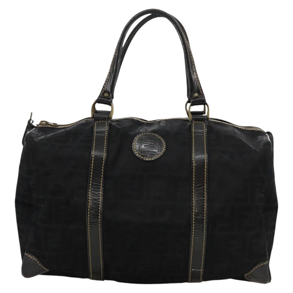 FENDI Zucca Canvas Boston Bag Black 99966
