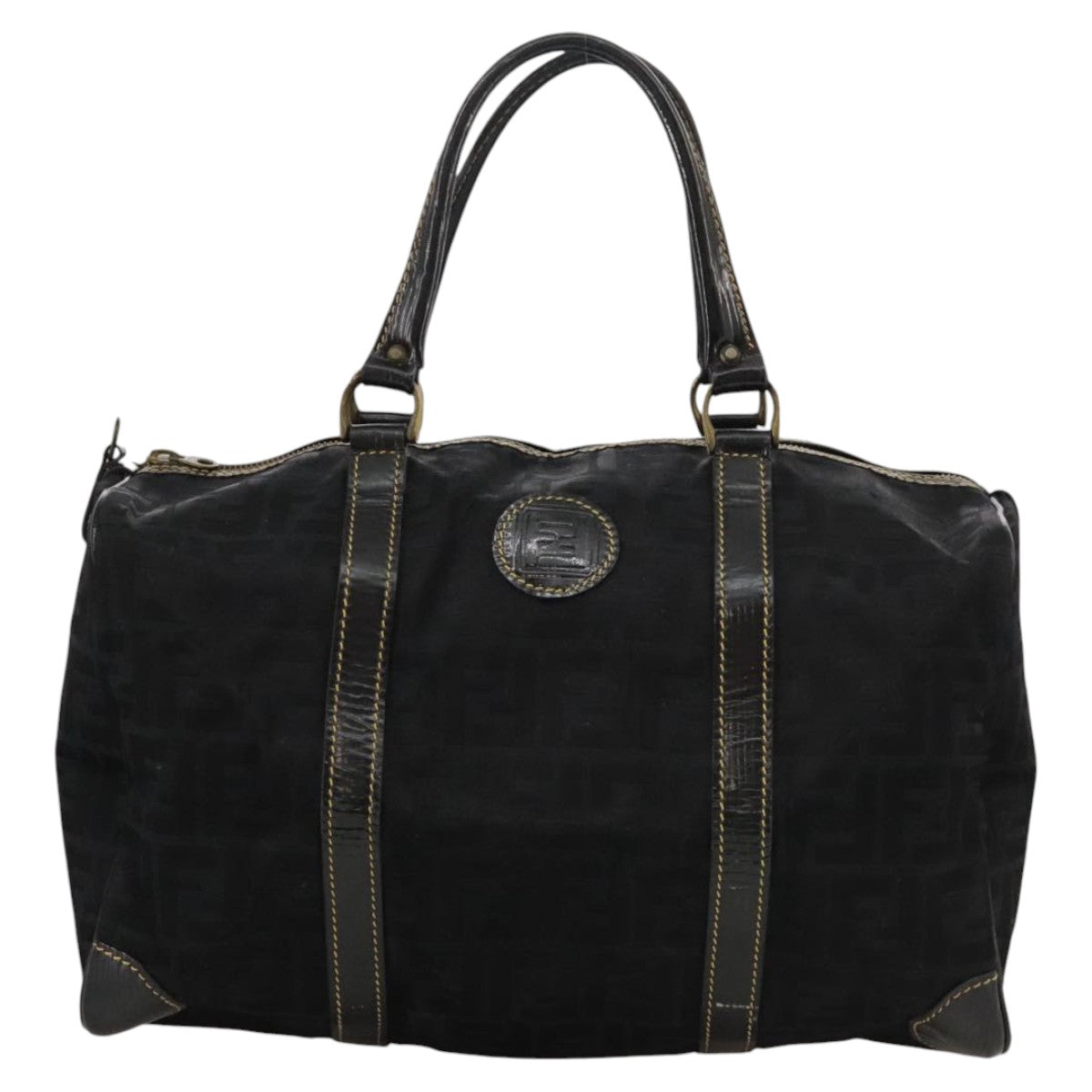 FENDI Zucca Canvas Boston Bag Black 99966