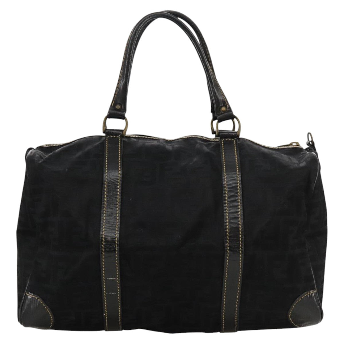 FENDI Zucca Canvas Boston Bag Black 99966