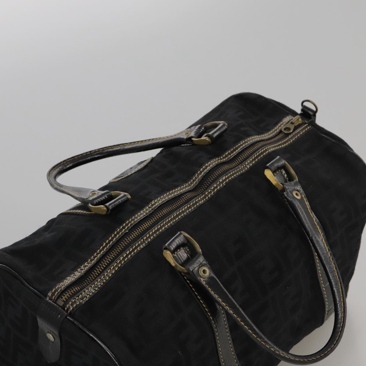 FENDI Zucca Canvas Boston Bag Black 99966