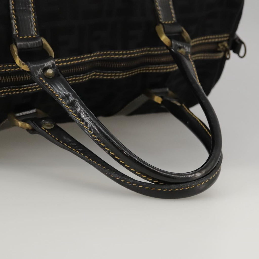 FENDI Zucca Canvas Boston Bag Black 99966