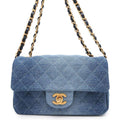 CHANEL Mini Matelasse ChainShoulder Bag BlueA69900 Denim Size 20