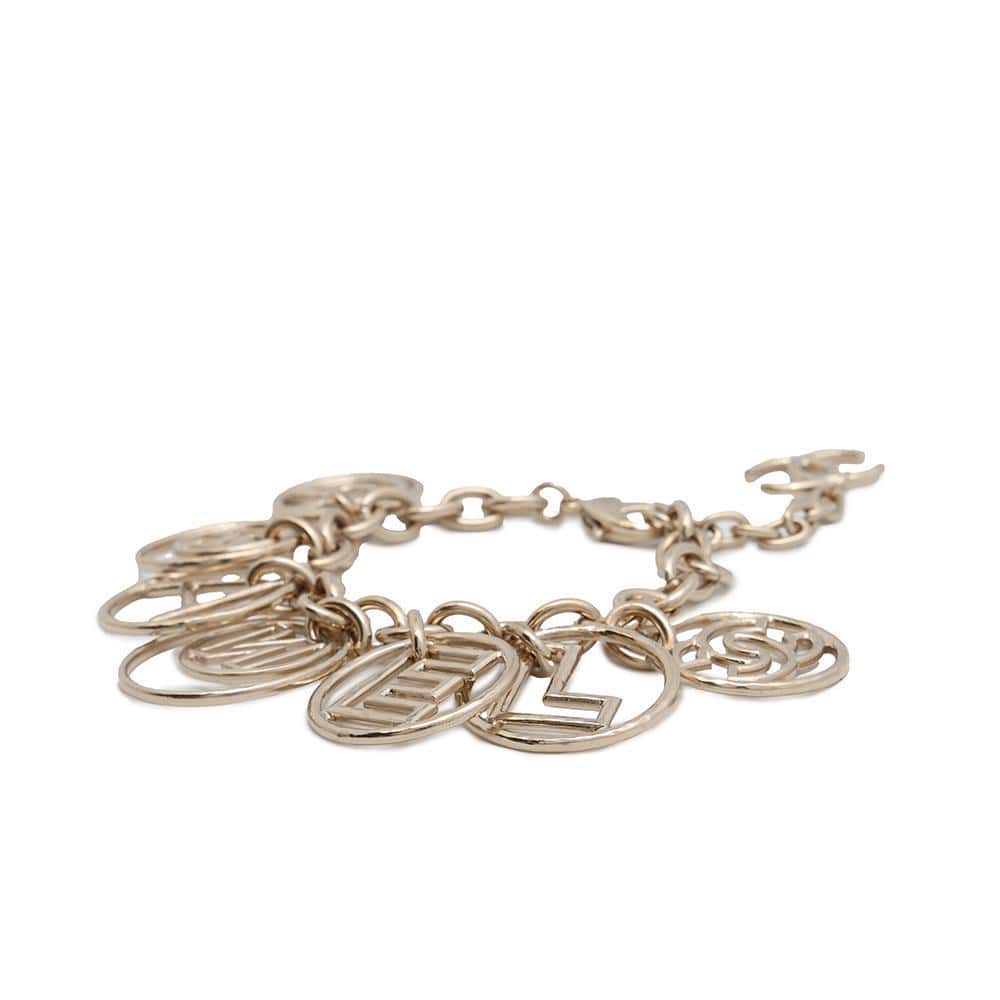 CHANEL CC Logo/Logo Circle Bracelet Champagne Gold Metal