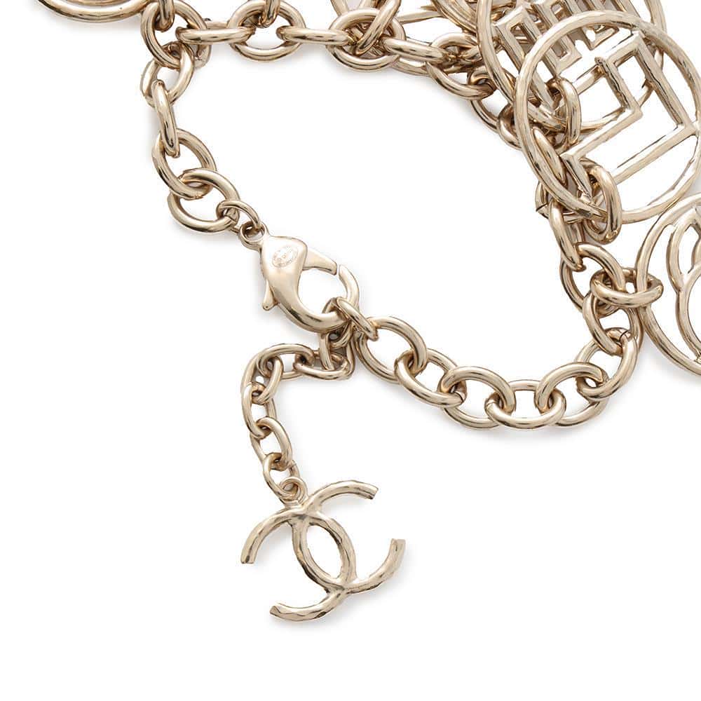 CHANEL CC Logo/Logo Circle Bracelet Champagne Gold Metal