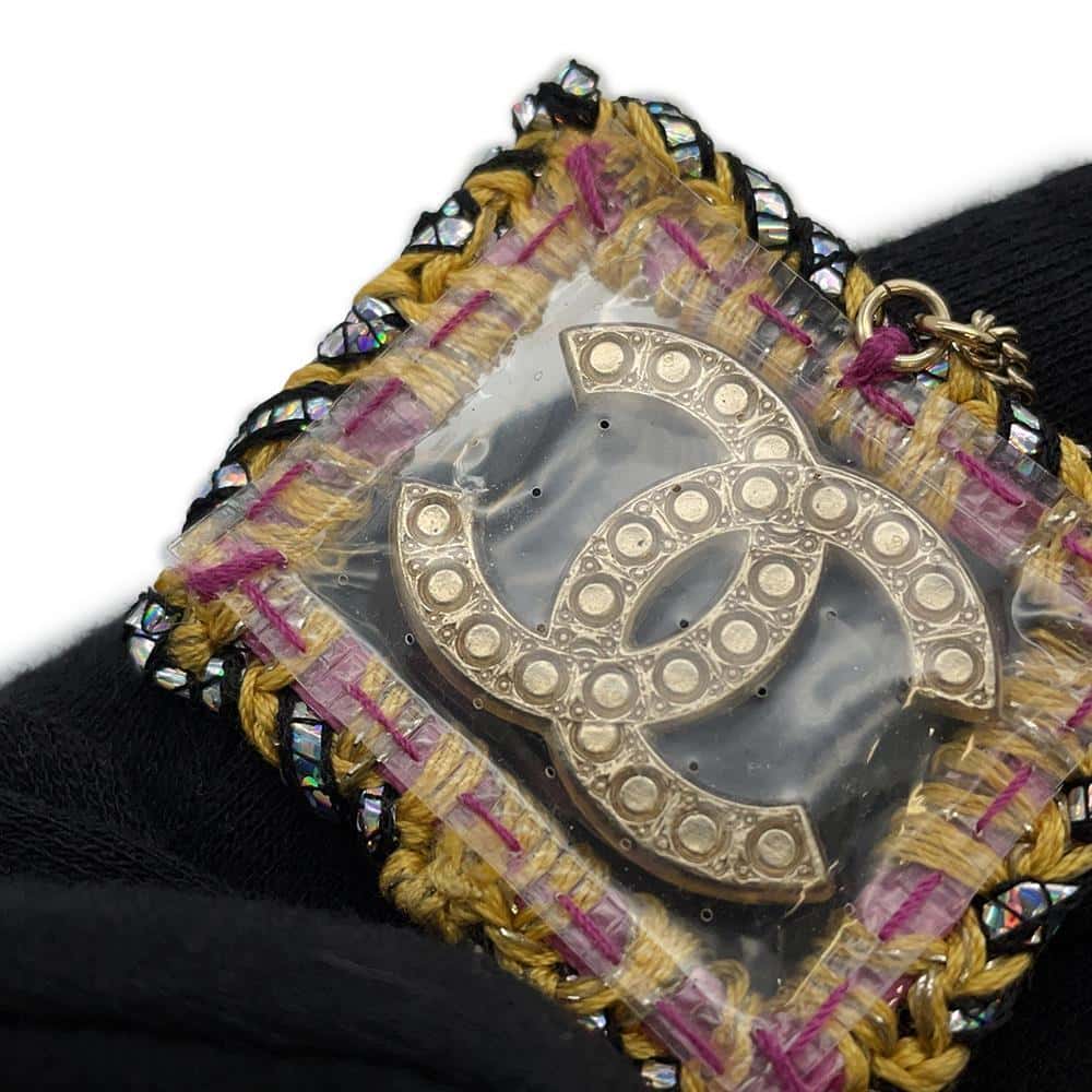 CHANEL Embroidery Faux Pearl CC LogoNecklace Gold Metal Faux Pearl