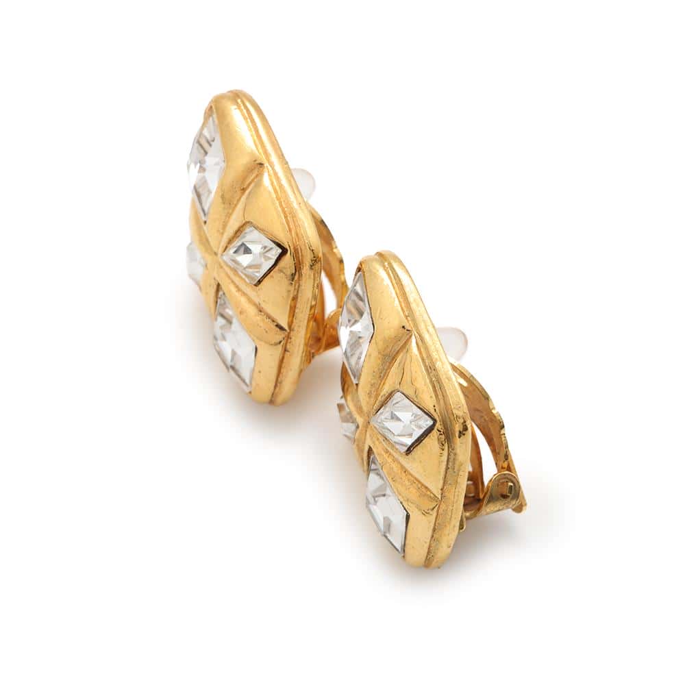 CHANEL Bijoux Square Earring Gold Metal
