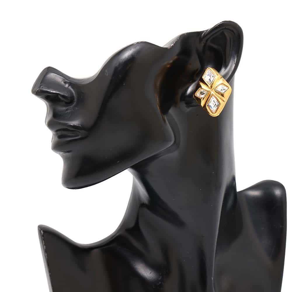 CHANEL Bijoux Square Earring Gold Metal