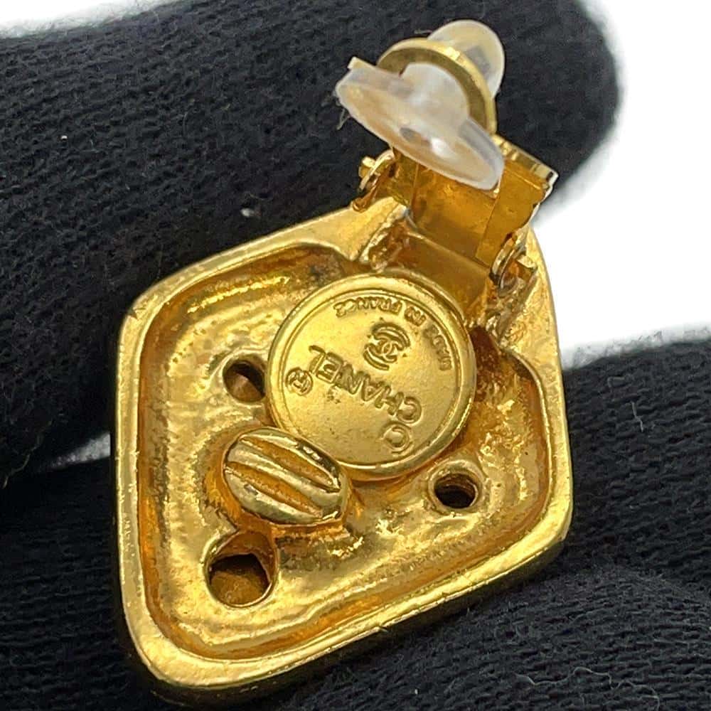 CHANEL Bijoux Square Earring Gold Metal