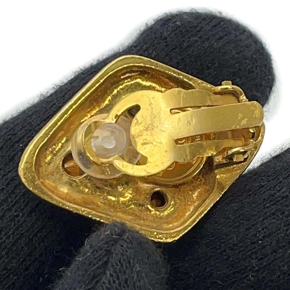 CHANEL Bijoux Square Earring Gold Metal