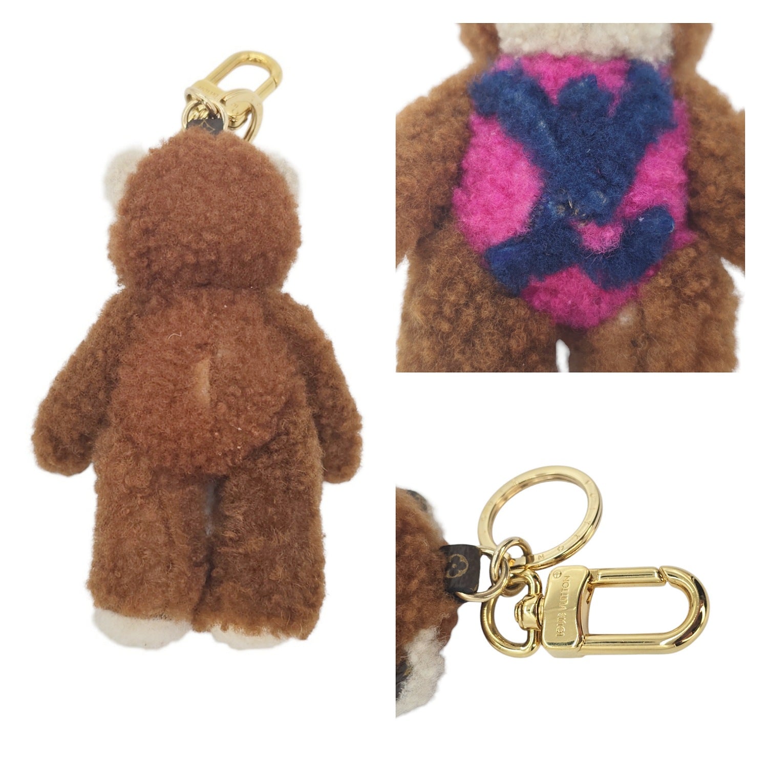 Louis Vuitton Porte Cles Shearling LV Teddy Bear Bag Charm