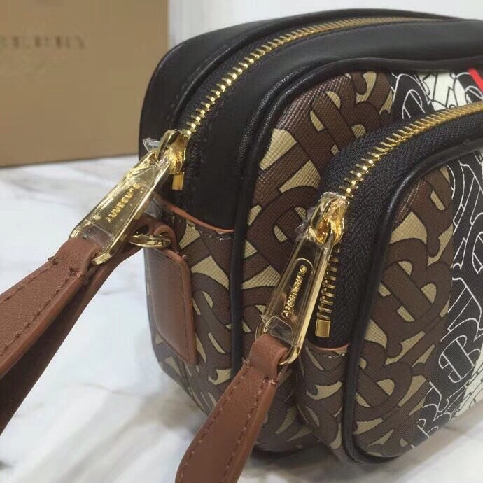 GLAMI Monogram Stripe E-Canvas Camera Bag Bridle Brown For Women, Bags 19.5cm/7.7cm