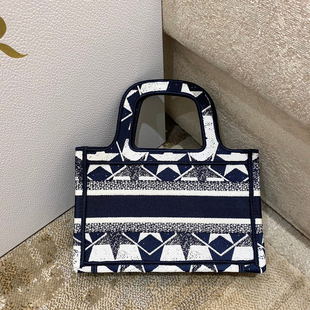 GLAMI Mini Book Tote Bag in Ãƒâ€°toile Embroidery Bag,  Blue/White, For Women WomenÃ¢â‚¬â„¢s Handbags, 22.5cm CD
